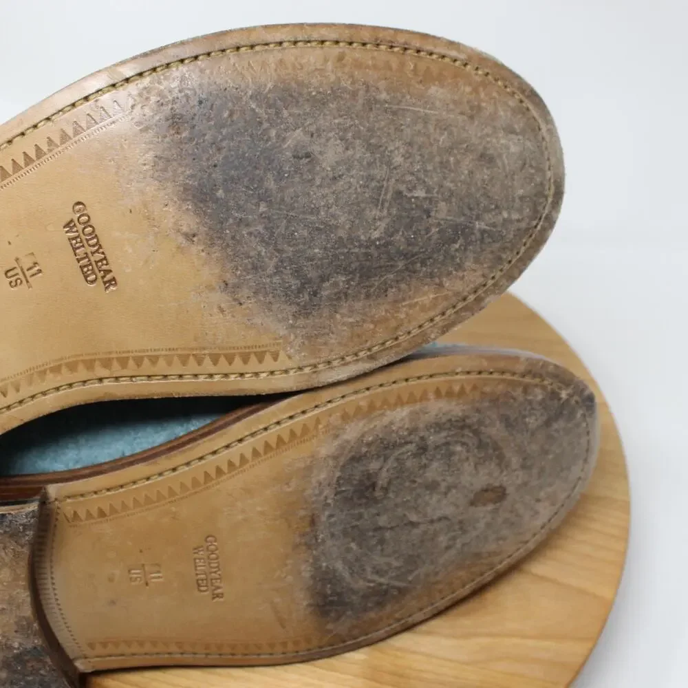 Blackstock & Weber Shoes Mens 11 Ellis Penny Loafers Blue Suede Goodyear Welted - Picture 6 of 11